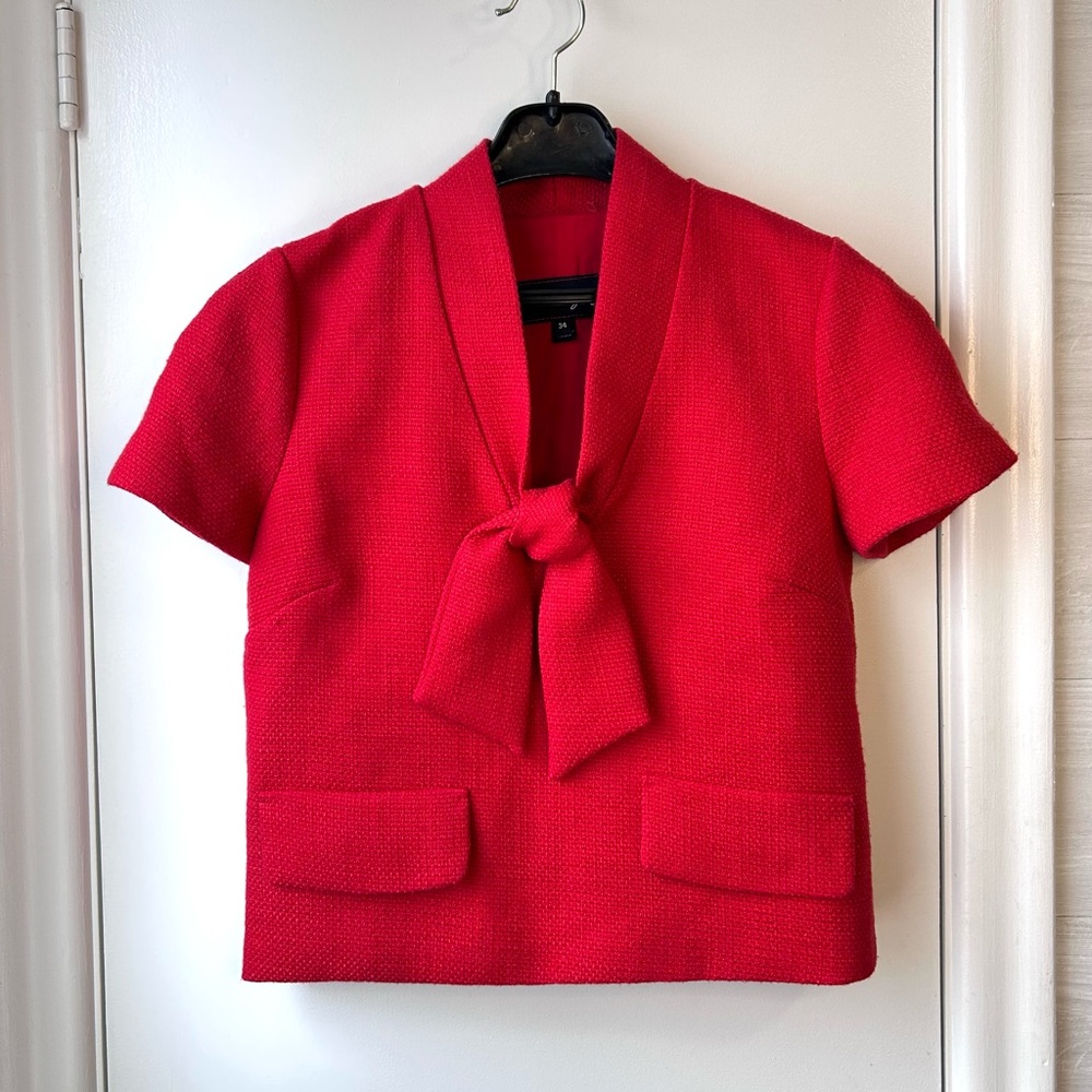 🇨🇦Sandra Angelozzi Tweed Textured Top Red